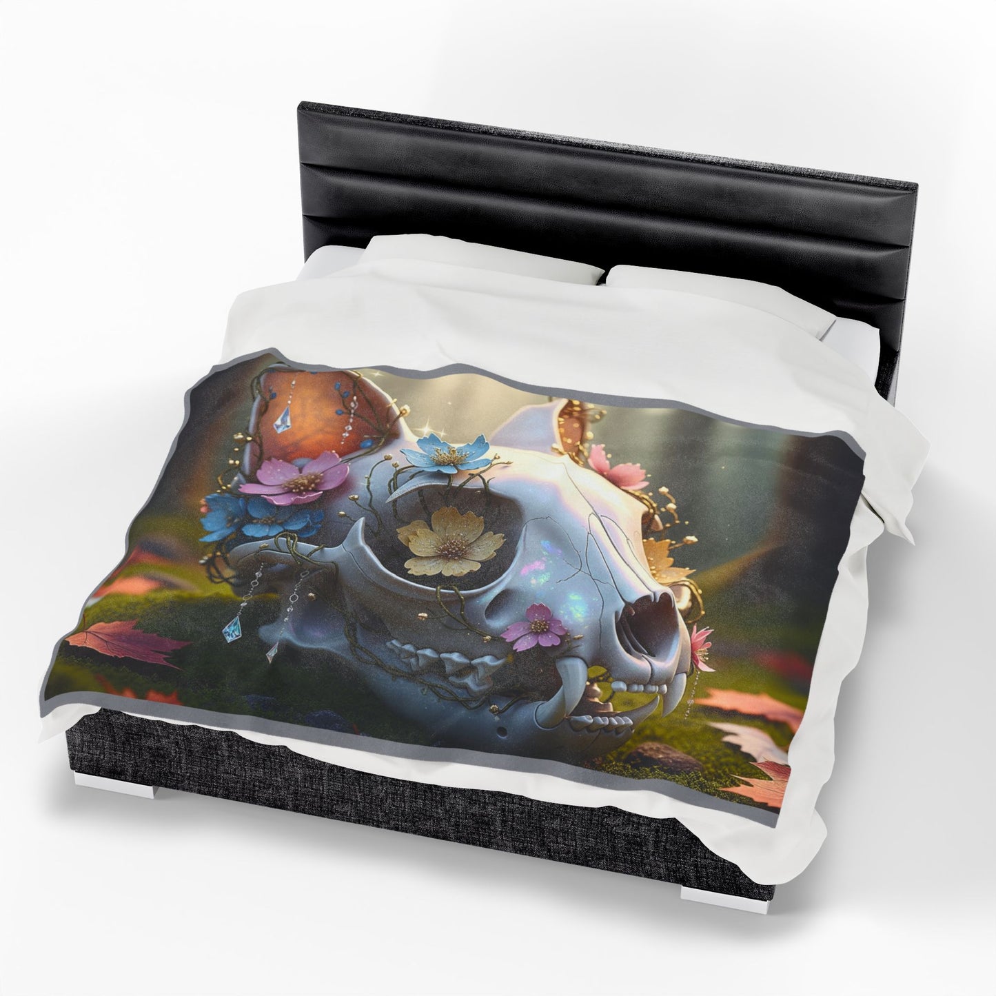 Blanket Throw Skull Cat Plush