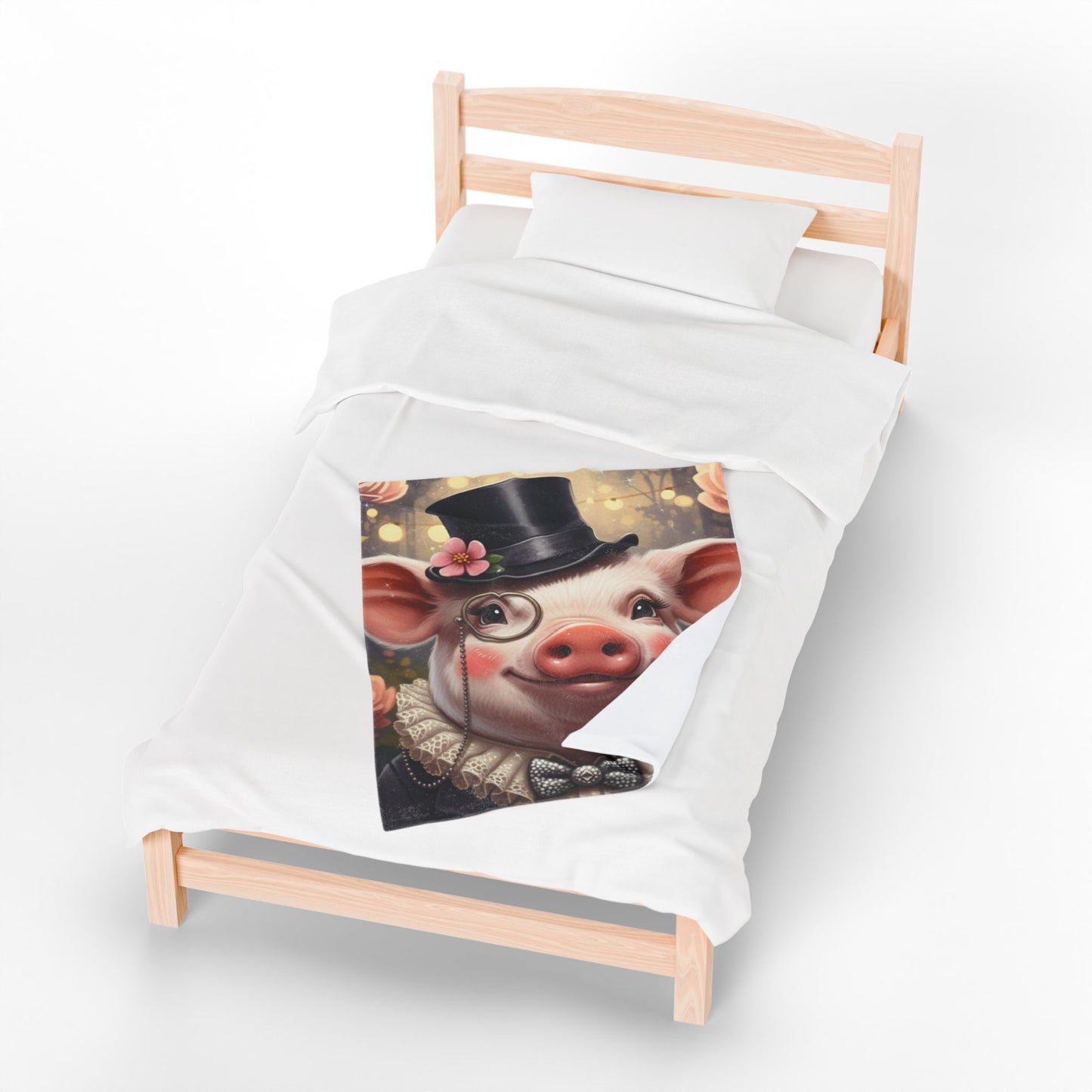 Blanket Throw Pig Top Hat Plush