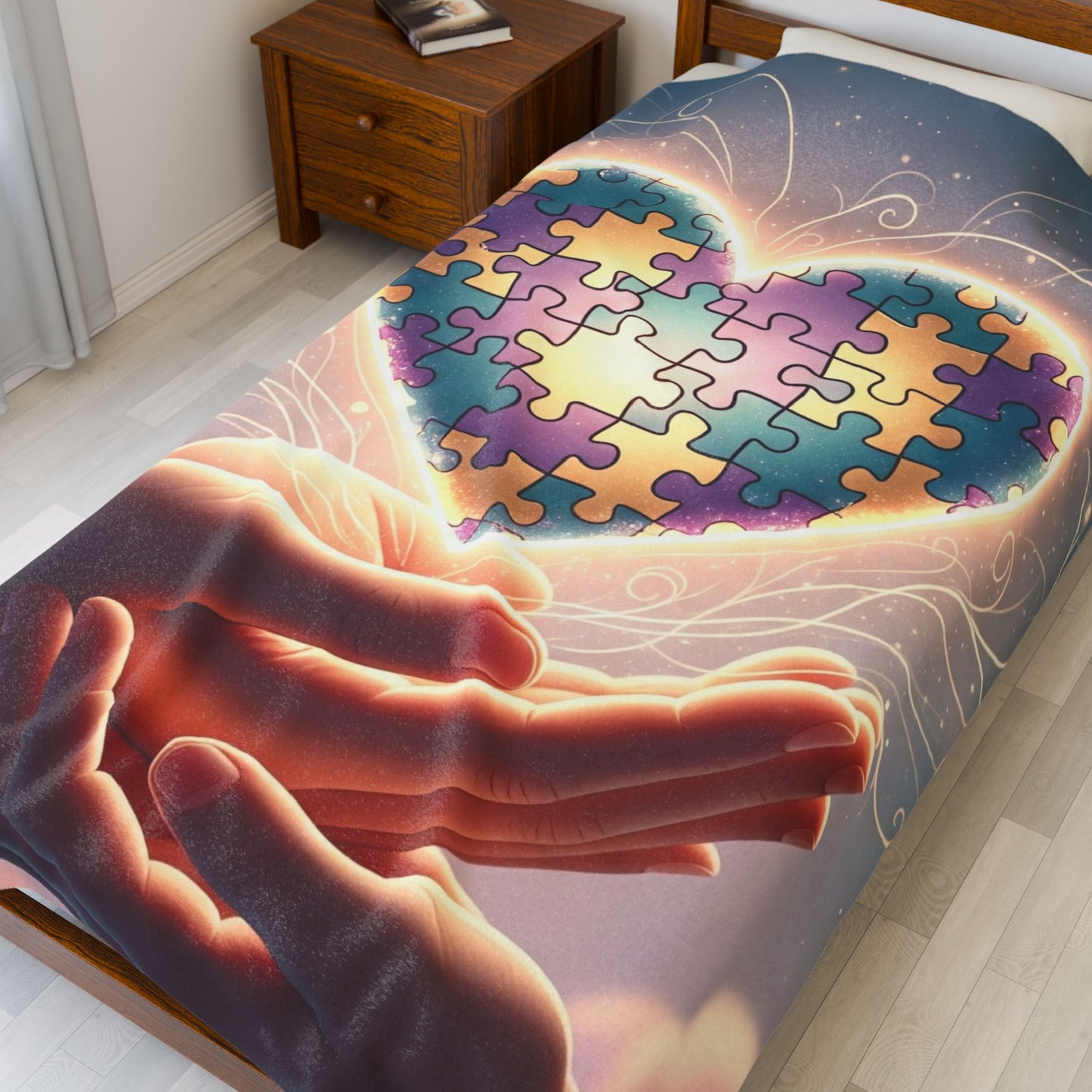 Blanket Throw Autism Awareness Heart Plush