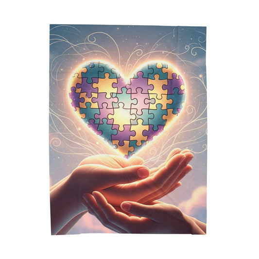 Blanket Throw Autism Awareness Heart Plush