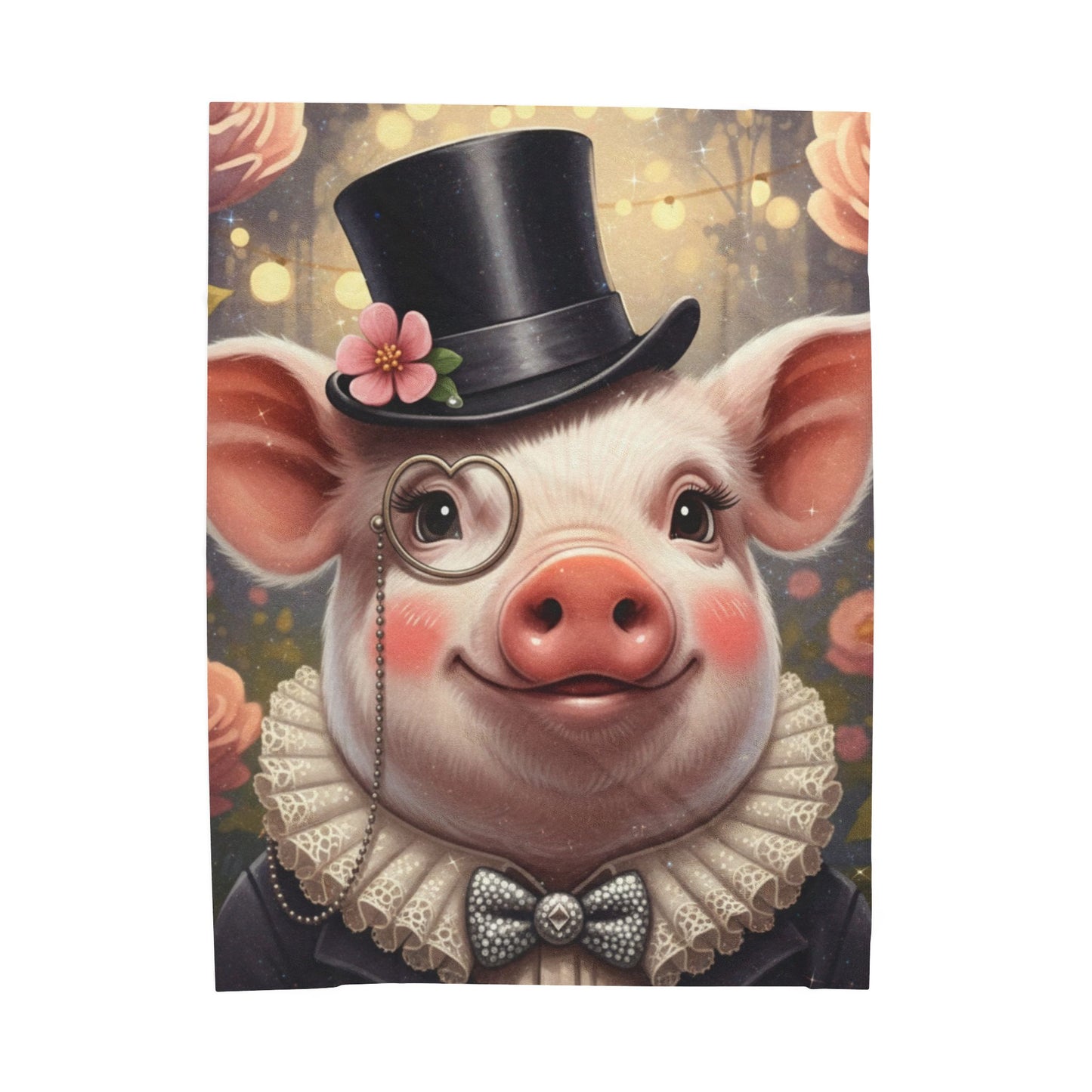 Blanket Throw Pig Top Hat Plush