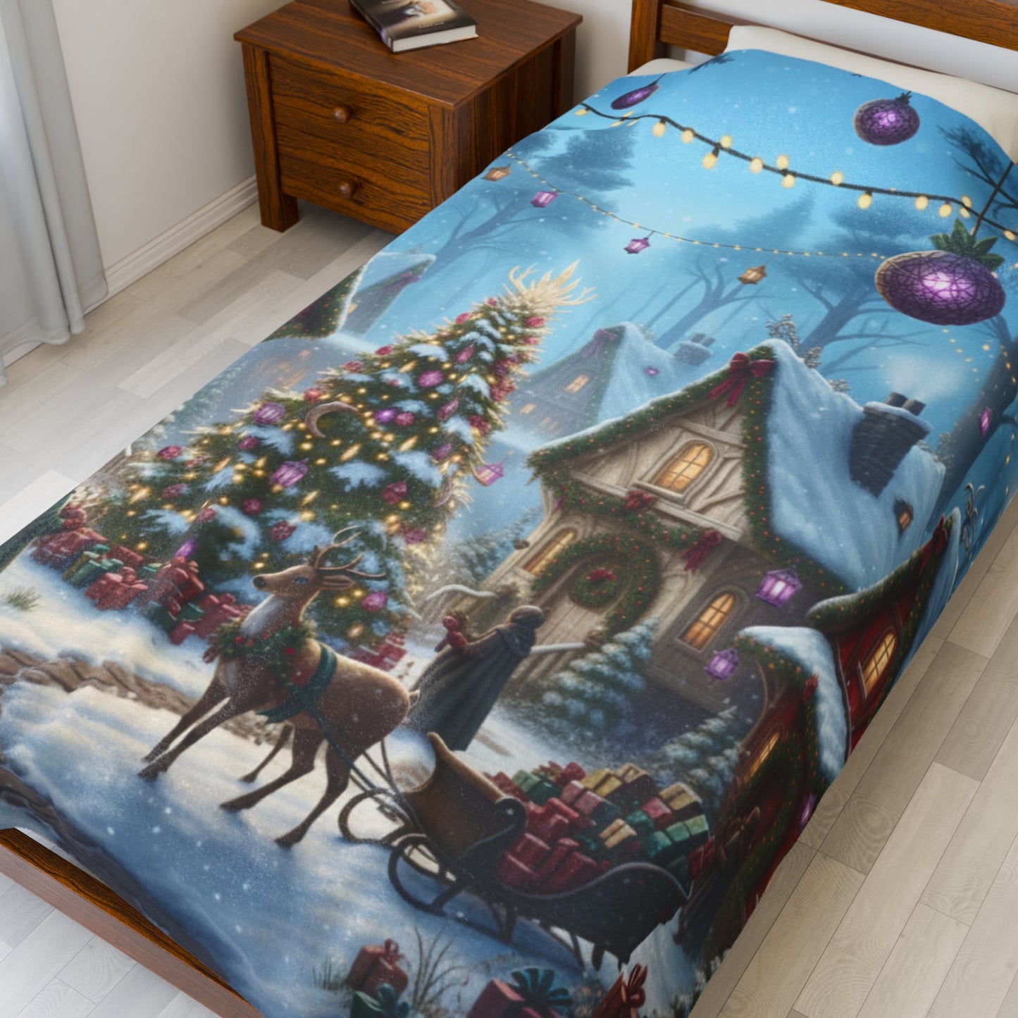 Blanket Throw Christmas Village Plush