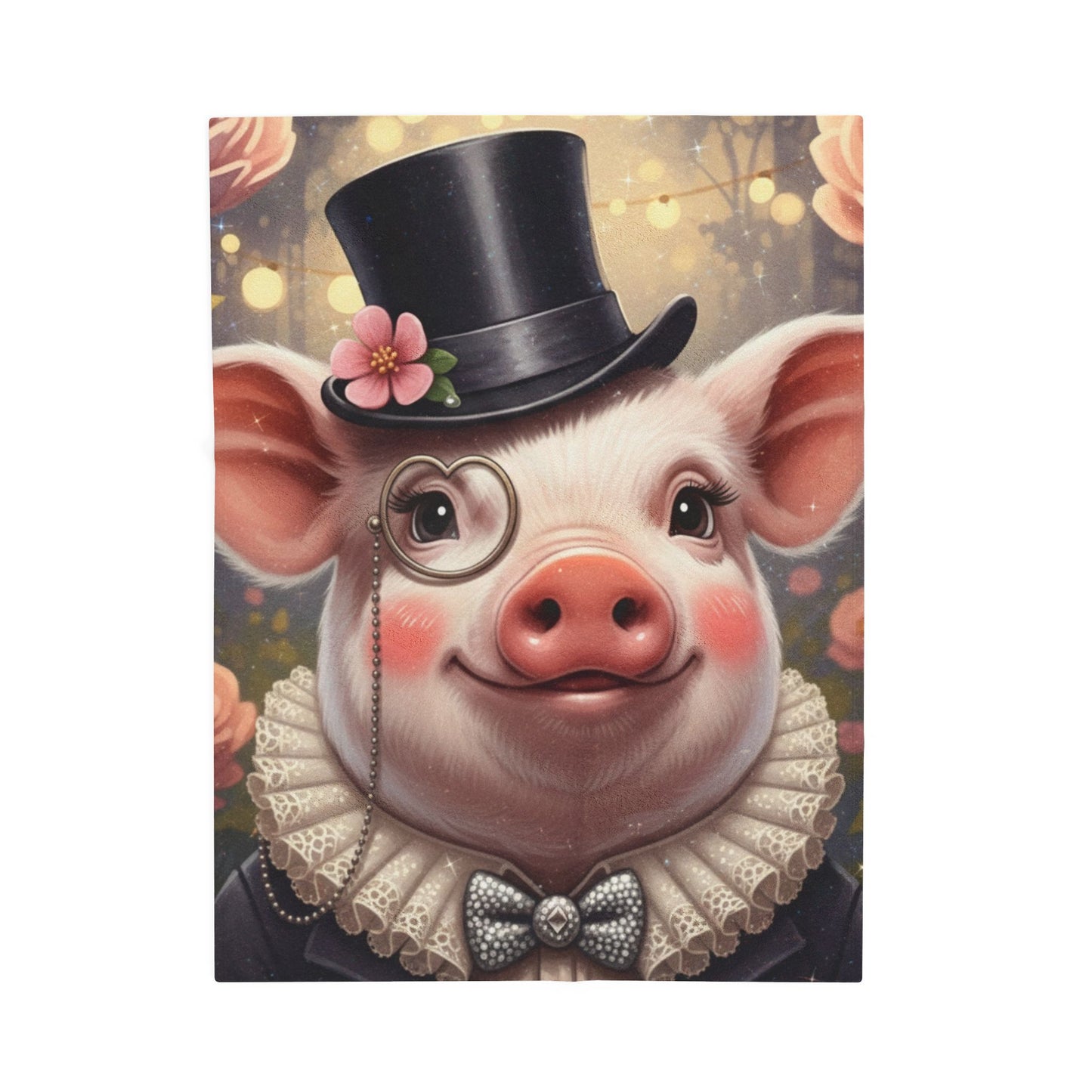 Blanket Throw Pig Top Hat Plush