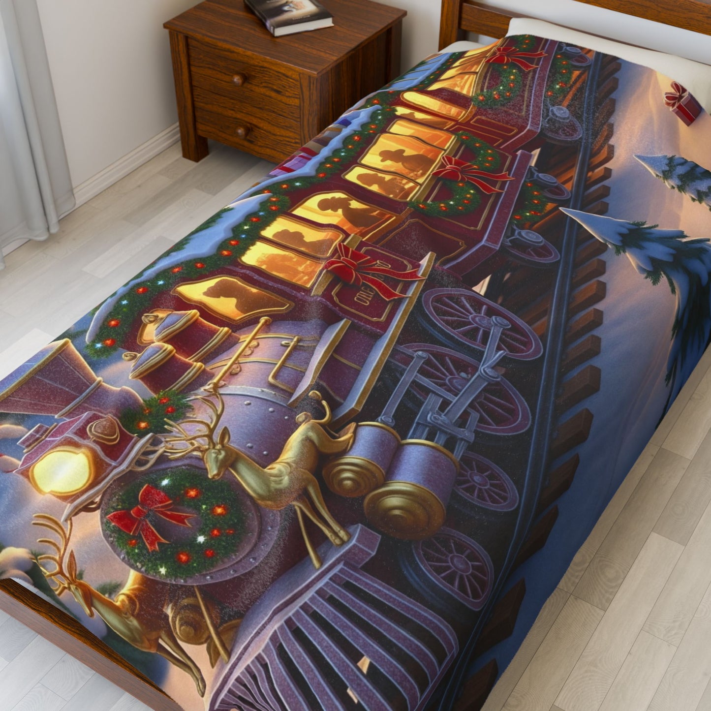 Blanket Throw Christmas Train Plush