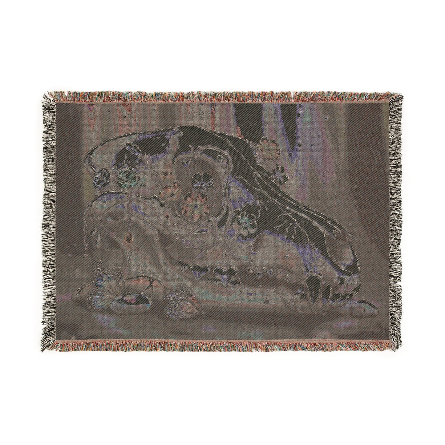 Blanket Tapestry Skull Dog Woven