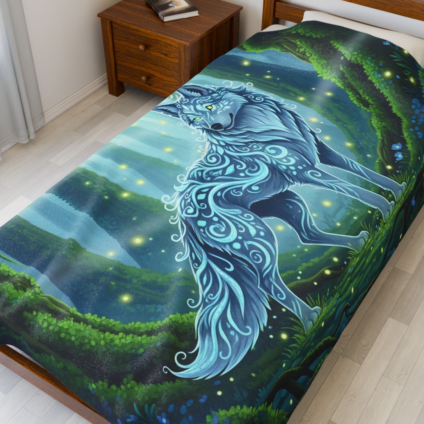 Blanket Throw Wolf Forest Spirit Plush