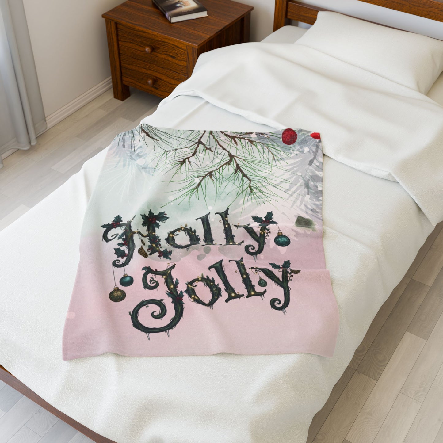 Blanket Throw Holly Jolly Plush