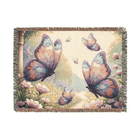 Blanket Throw Butterflies Woven