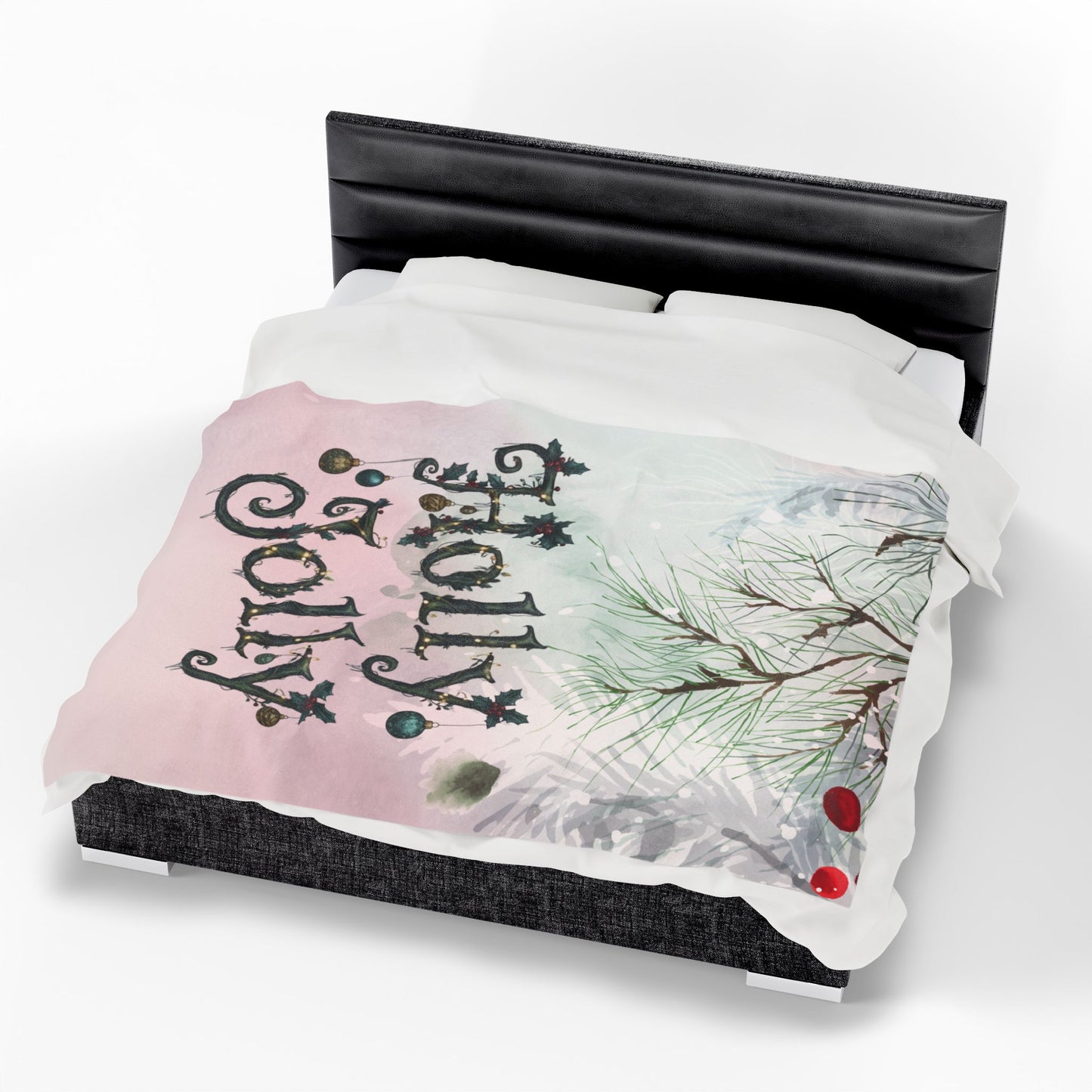 Blanket Throw Holly Jolly Plush