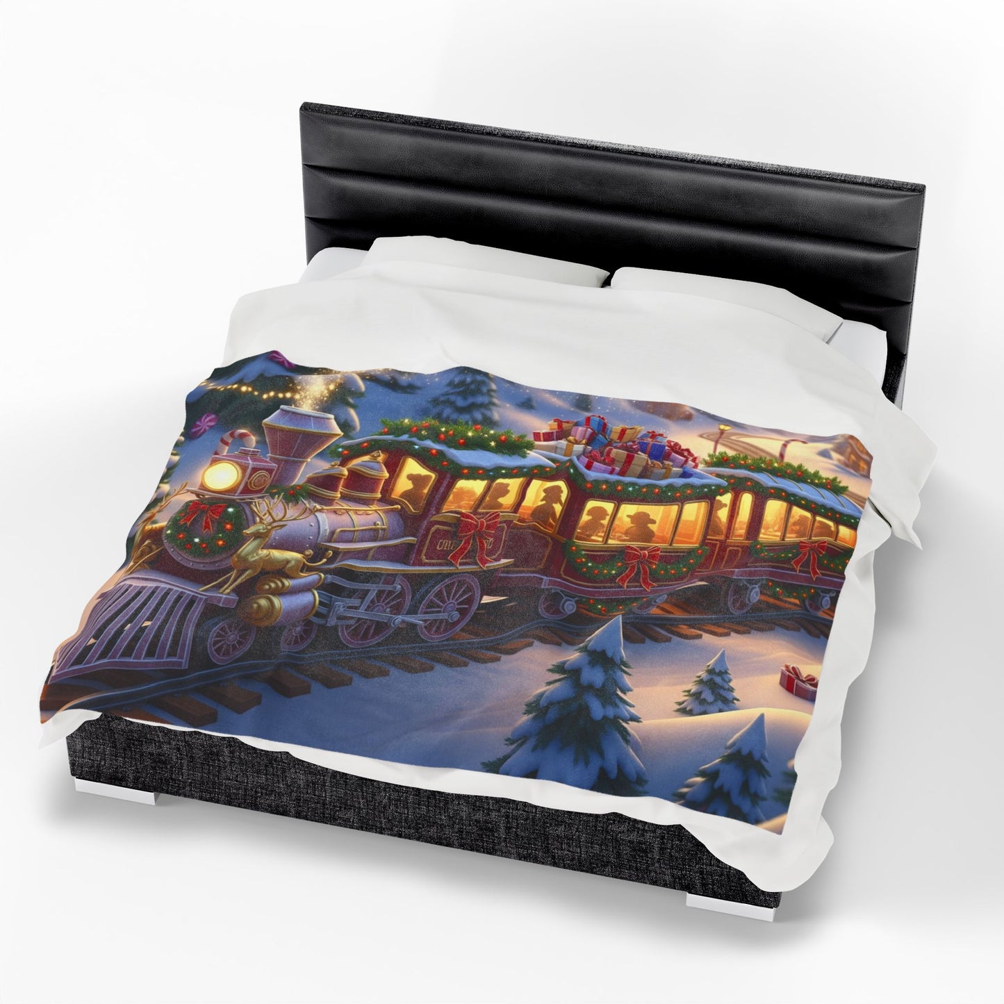 Blanket Throw Christmas Train Plush