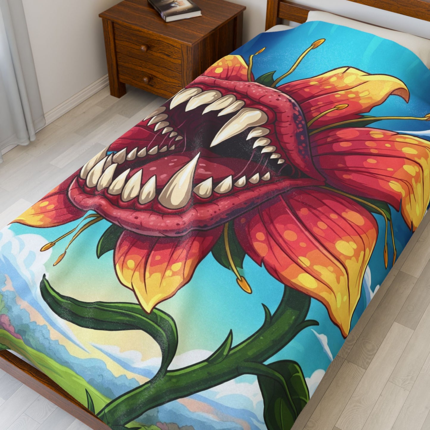 Blanket Throw Wicked Garden Yellow Flower Plush