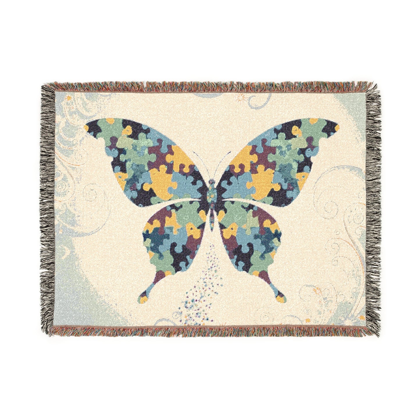 Blanket Throw Autism Awareness Butterfly Woven