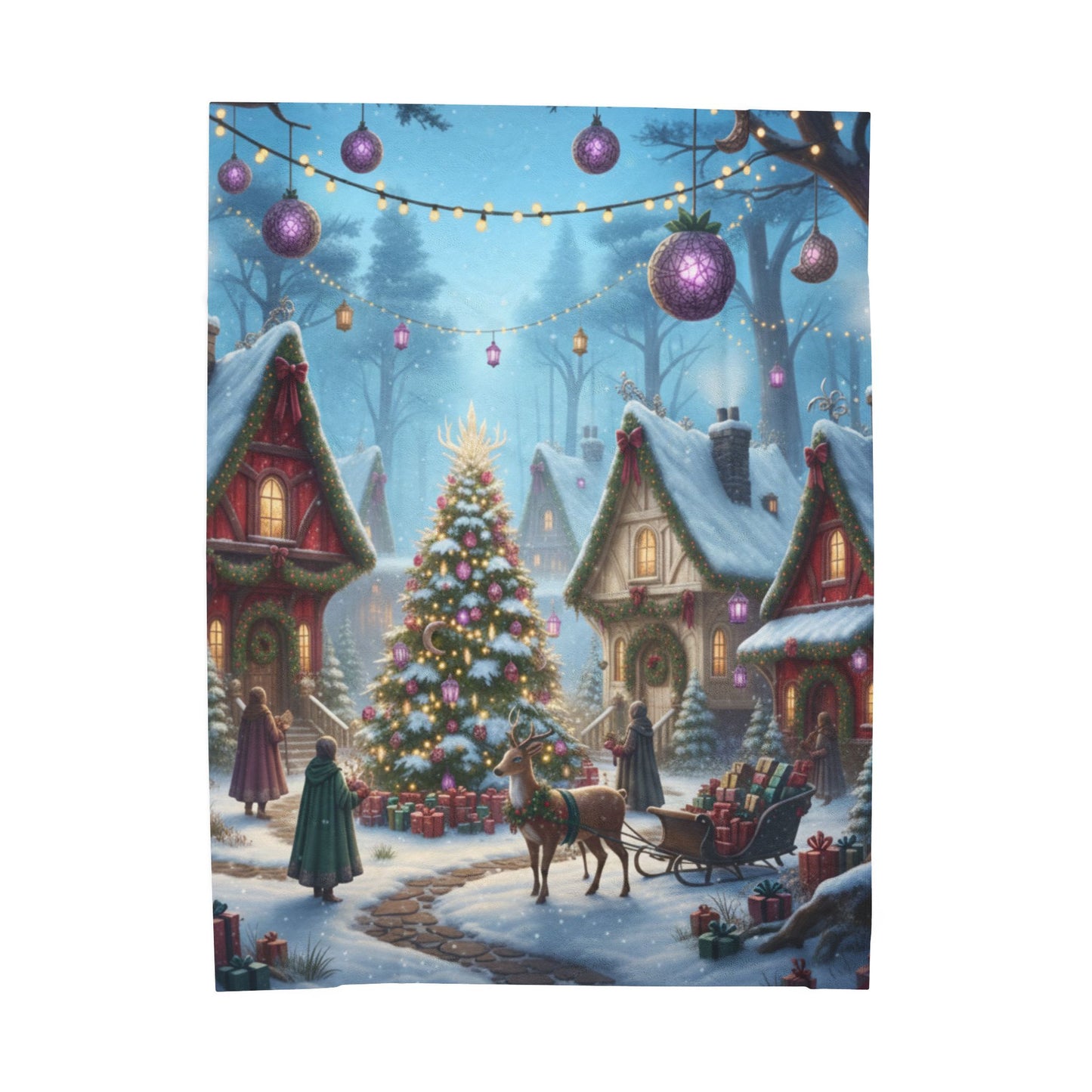 Blanket Throw Christmas Village Plush