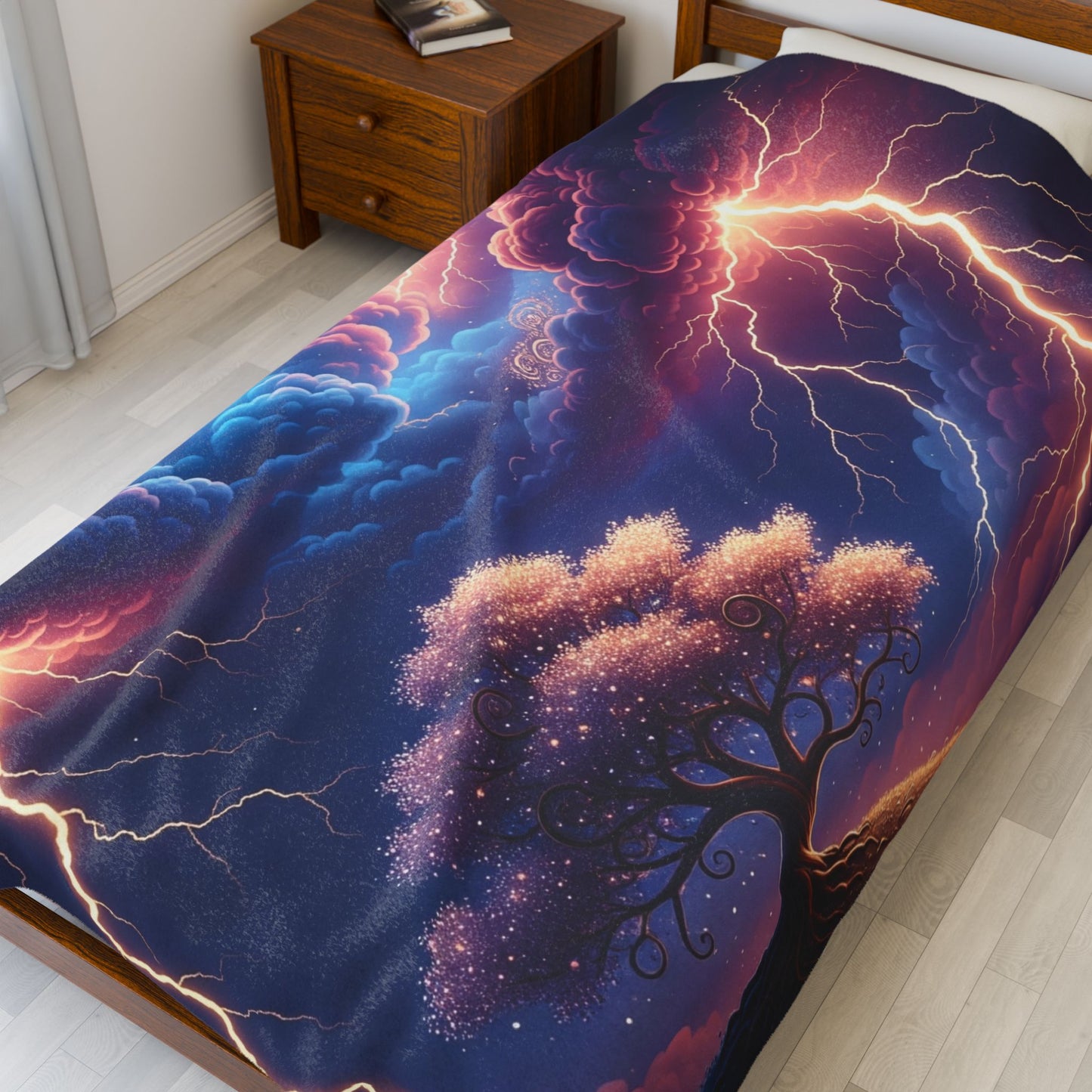 Blanket Throw Storm Pink Tree Plush