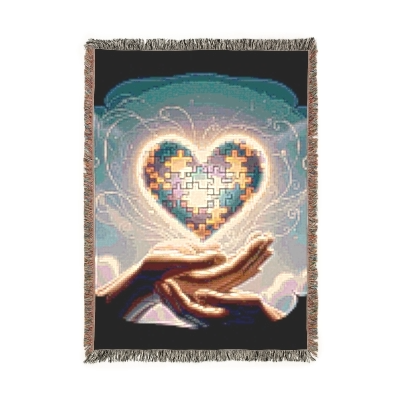 Blanket Graphic Cover AUTISM AWARENESS HEART Comfort Shirt Gift for Teen Holiday Gift for Christmas Fantasy Geek Mythical Cottage core Vintage |