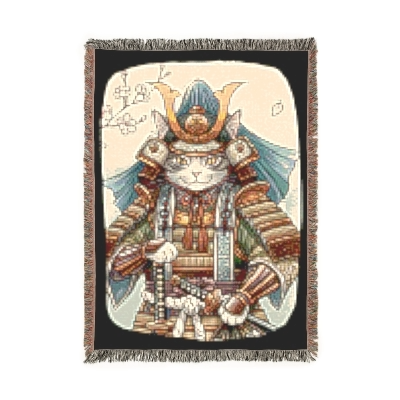 Woven Blanket - Samurai Cat
