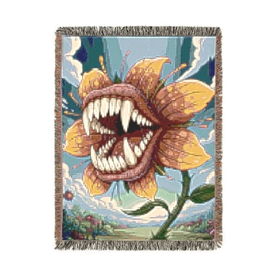 Blanket Throw Yellow Flower Wicked Garden Woven