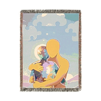 Blanket Throw Autism Awareness Hug Woven