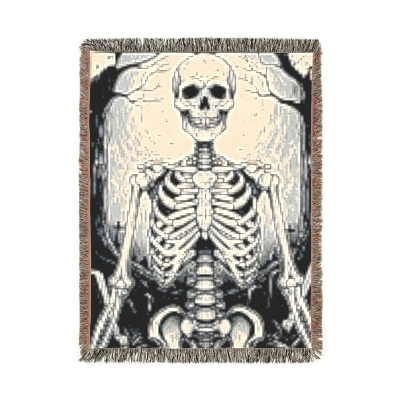 Blanket Throw Halloween Skeleton Woven