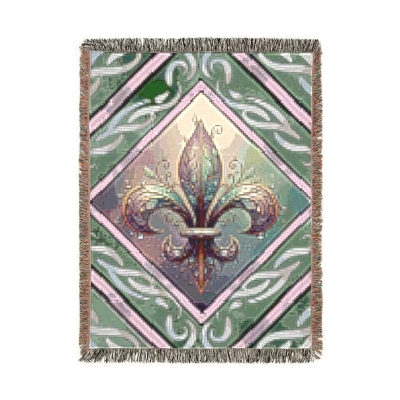 Blanket Throw Fleur de Lis Woven