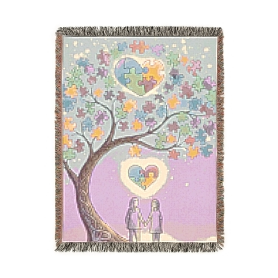 Blanket Throw Autism Awareness Tree Woven