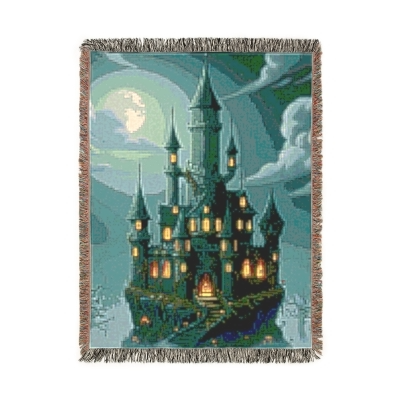 Blanket Throw Halloween Dark Castle Woven