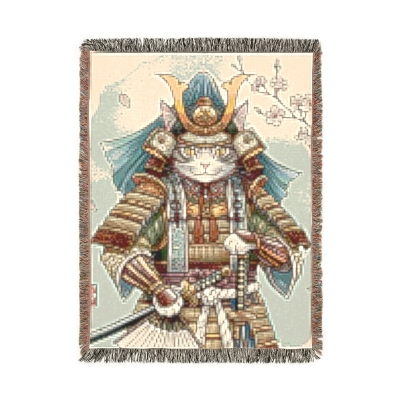 Blanket Throw Samurai Cat Woven