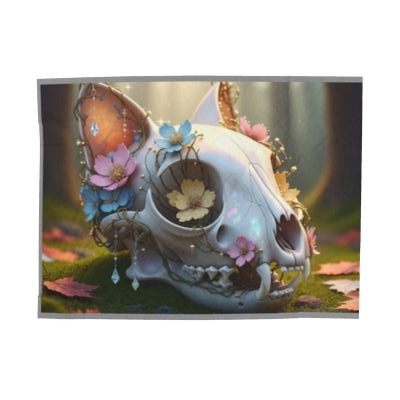 Blanket Throw Skull Cat Plush