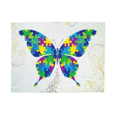 Blanket Throw Autism Awareness Butterfly Plush