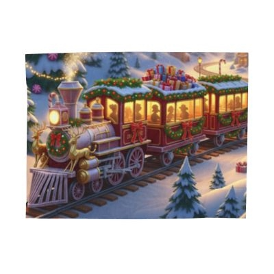 Blanket Throw Christmas Train Plush