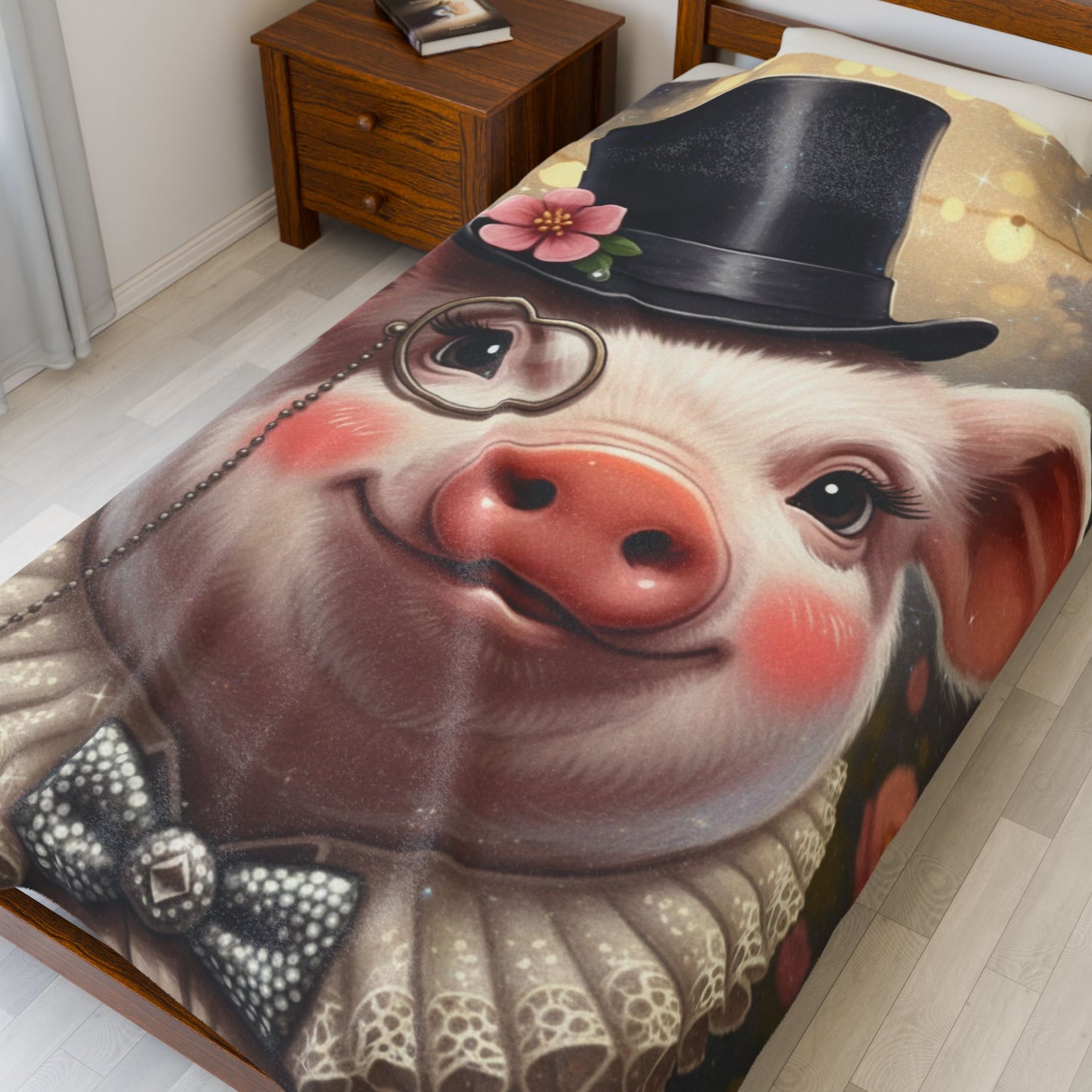 Blanket Throw Pig Top Hat Plush