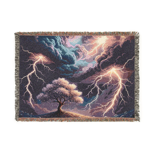 Blanket Tapestry Storm Pink Tree Woven