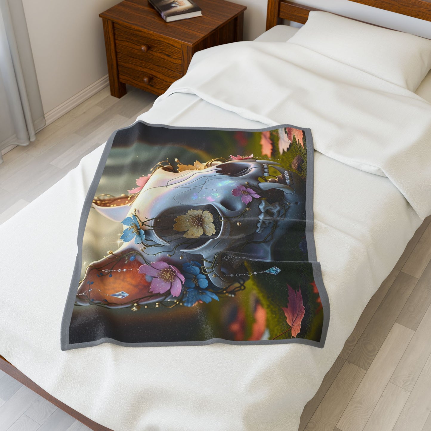 Blanket Throw Skull Cat Plush