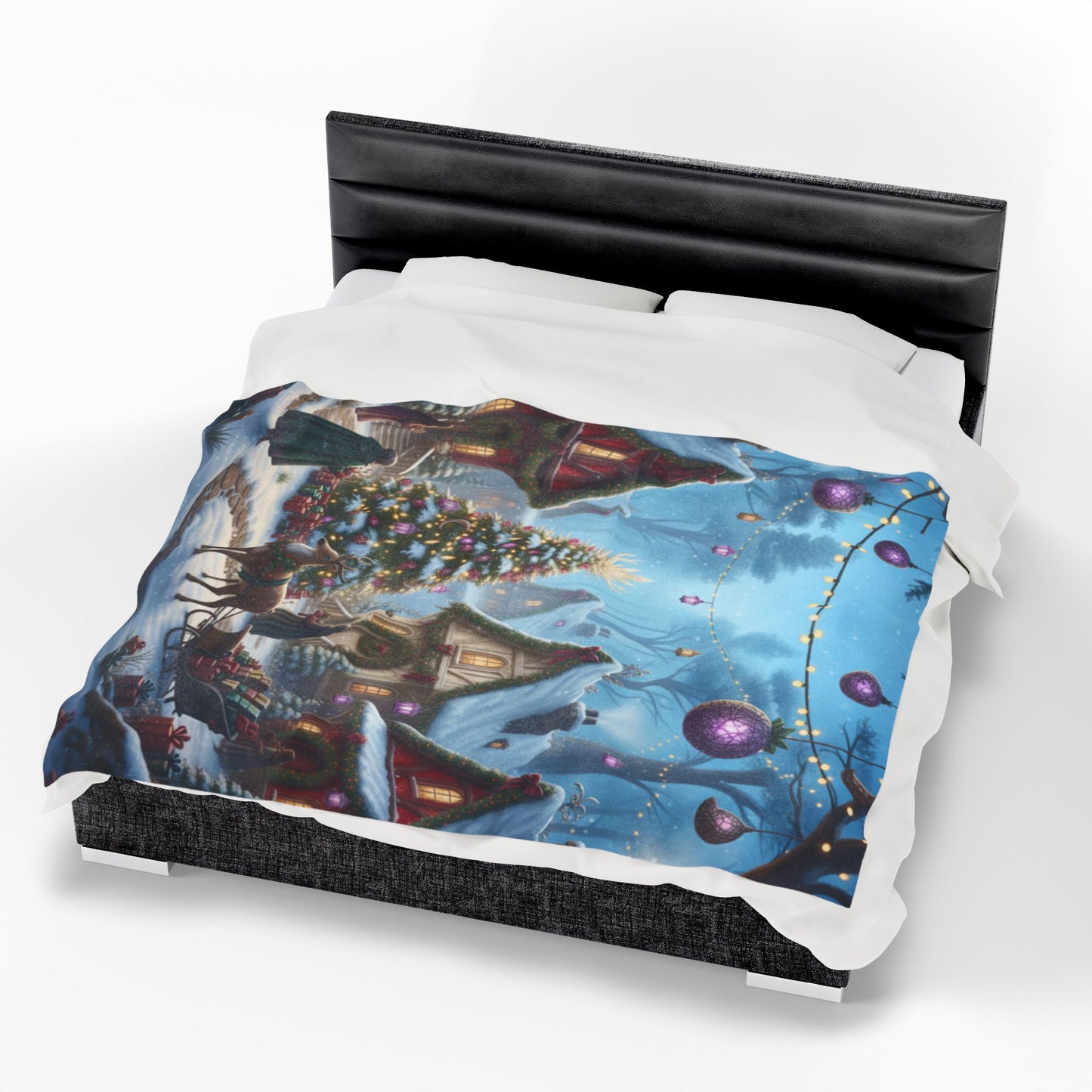 Blanket Throw Christmas Village Plush