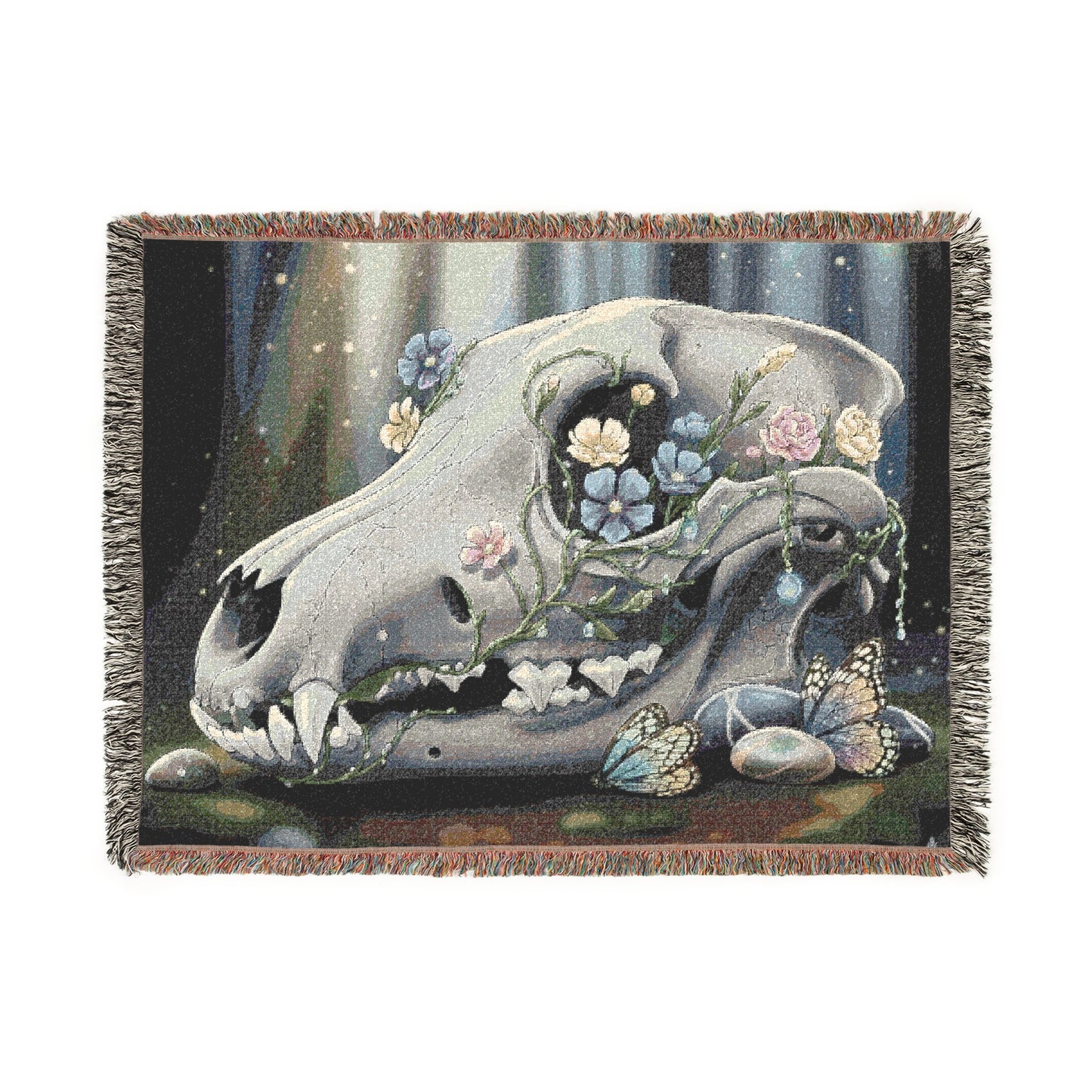Blanket Tapestry Skull Dog Woven