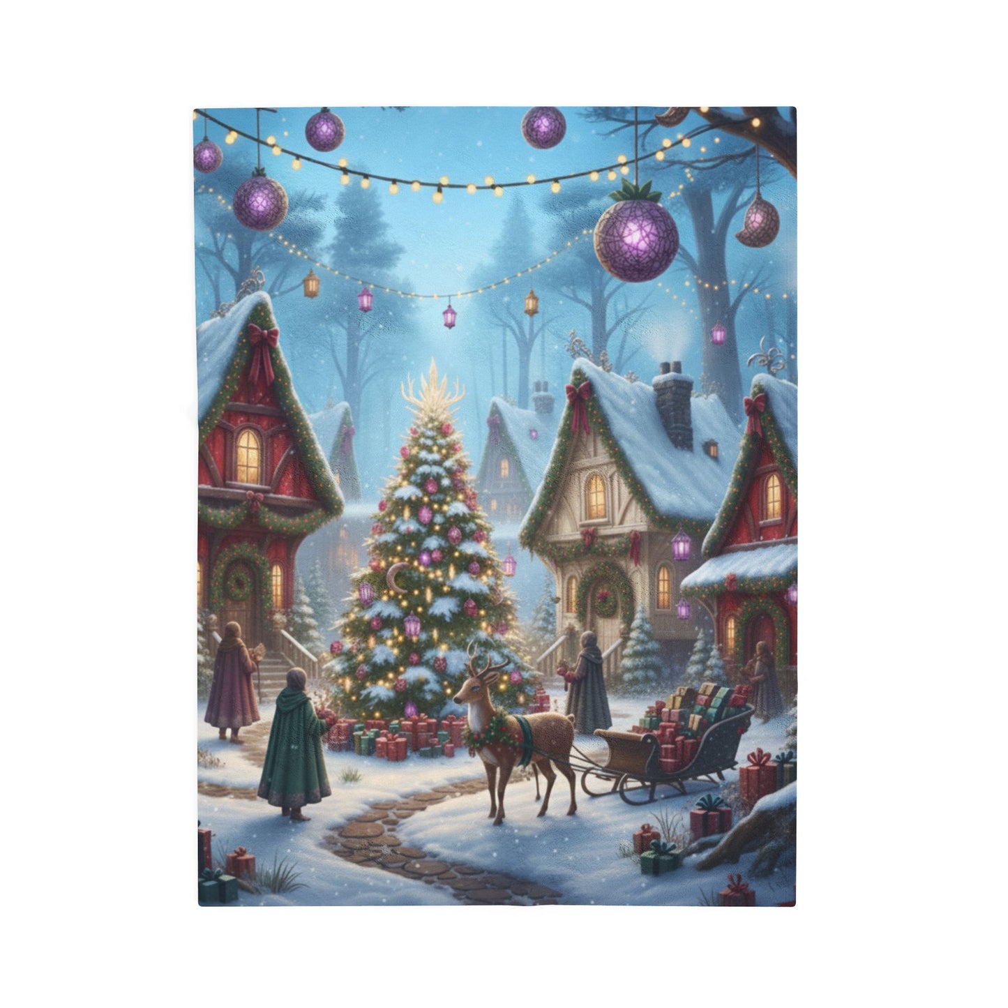 Blanket Throw Christmas Village Plush