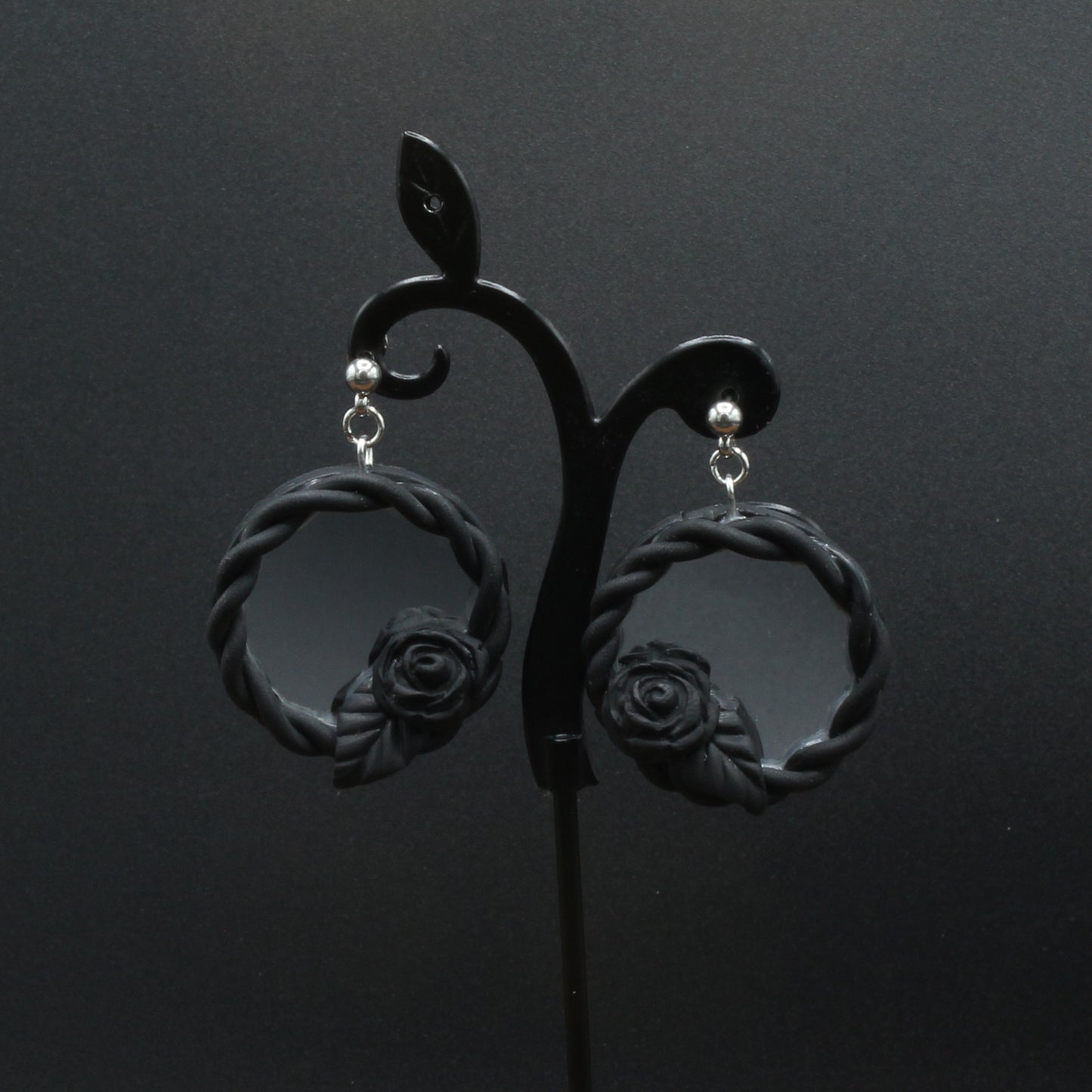 Black Rose Mirror Earrings