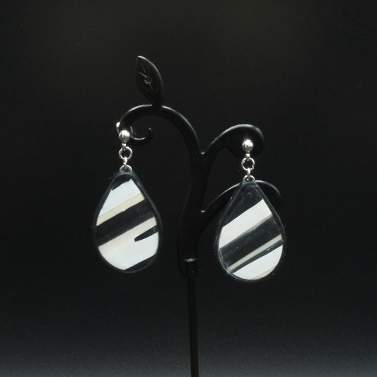 Black and White Teardrop Earrings