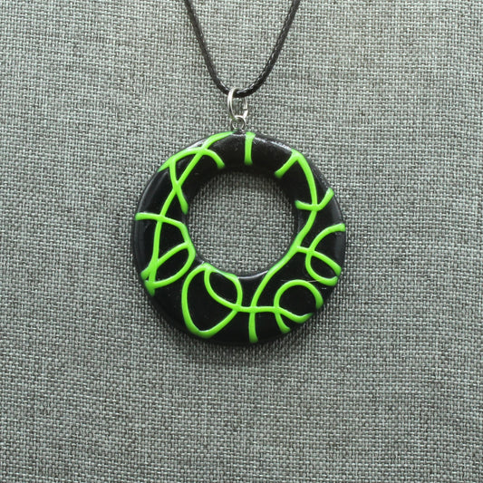 Green and Black Abstract Necklace